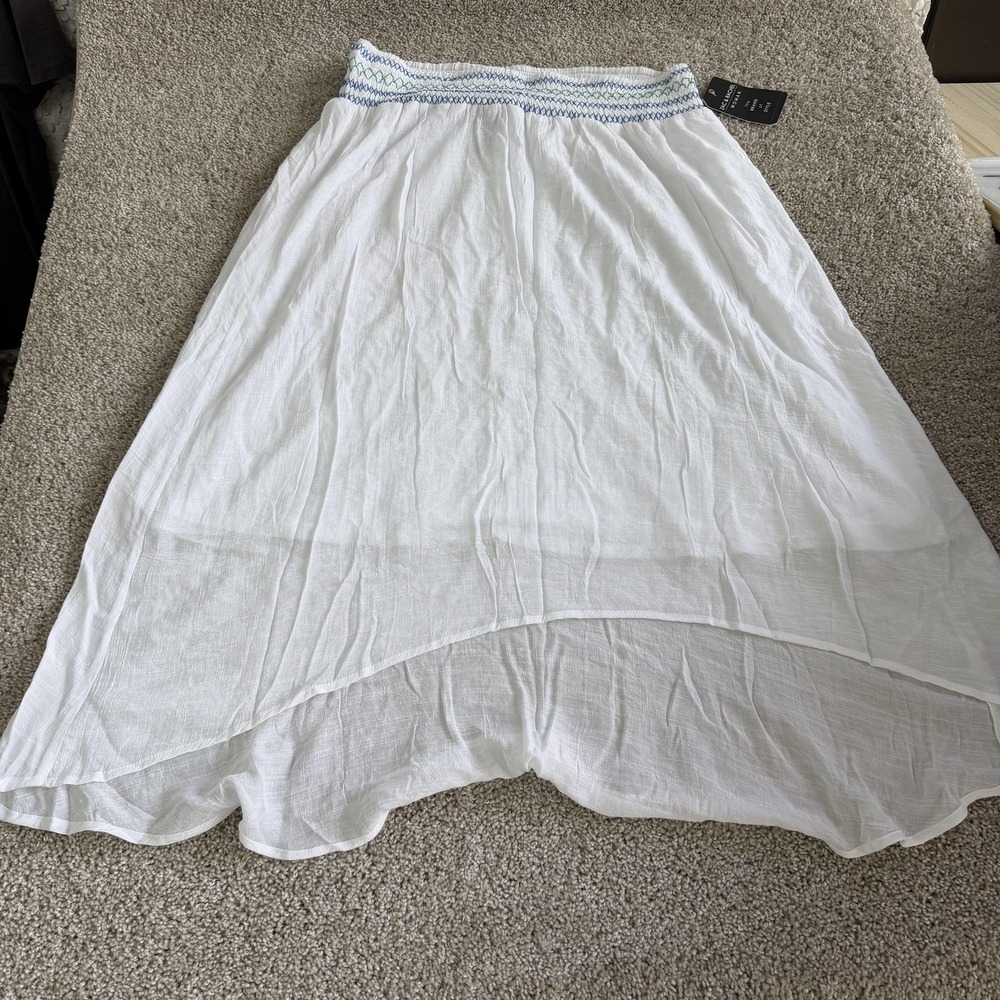 Zac & Rachel Woman Skirt Womens 2X White Maxi High Low Chiffon Elastic Waist
